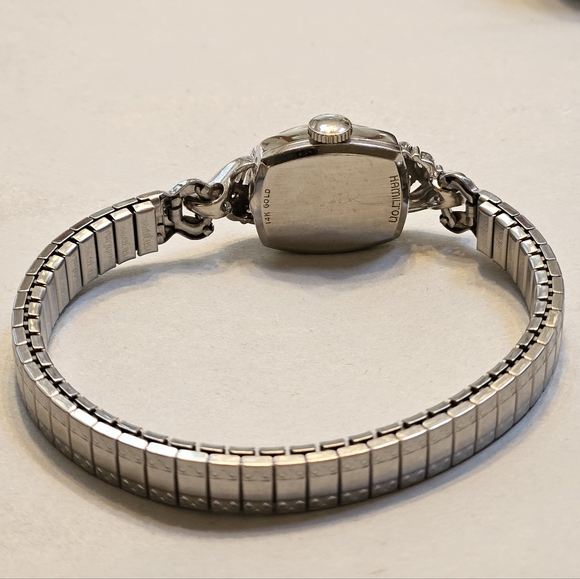 Hamilton Vtg Art Deco 14K White Gold And Diamond Accent Cocktail Watch - Picture 7 of 11